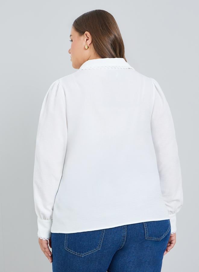 ستايلي بلوزة بتفاصيل دانتيل مقاس كبير - Image 4